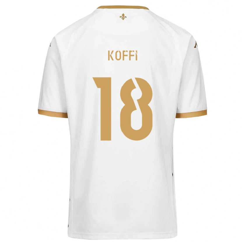 Danxen Mulher Camisola Patrick Koffi #18 Branco Dourado Alternativa 2025/26 Camisa Brasil