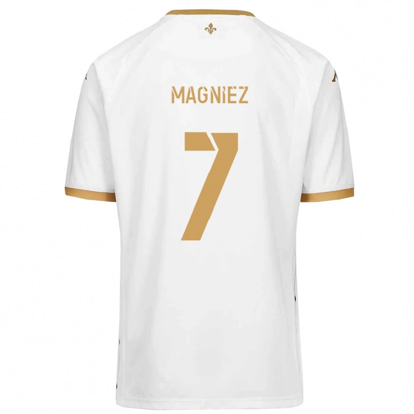 Danxen Mulher Camisola Bastien Magniez #7 Branco Dourado Alternativa 2025/26 Camisa Brasil