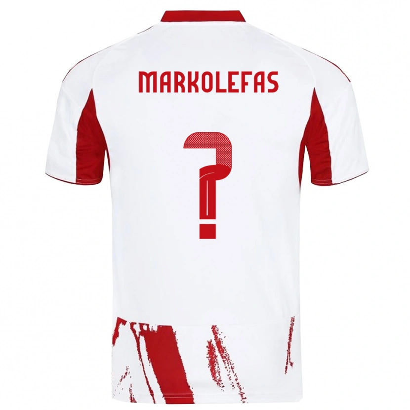 Danxen Mulher Camisola Nikolaos Markolefas #0 Branco Vermelho Alternativa 2025/26 Camisa Brasil
