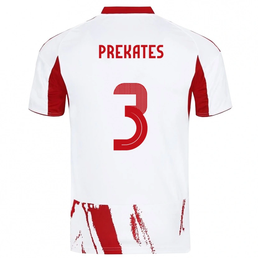 Danxen Mulher Camisola Vasilios Prekates #3 Branco Vermelho Alternativa 2025/26 Camisa Brasil