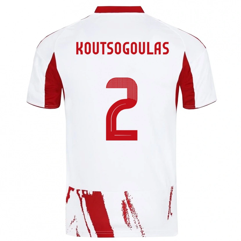 Danxen Mulher Camisola Athanasios Koutsogoulas #2 Branco Vermelho Alternativa 2025/26 Camisa Brasil