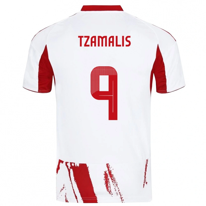 Danxen Mulher Camisola Alexandros Tzamalis #9 Branco Vermelho Alternativa 2025/26 Camisa Brasil