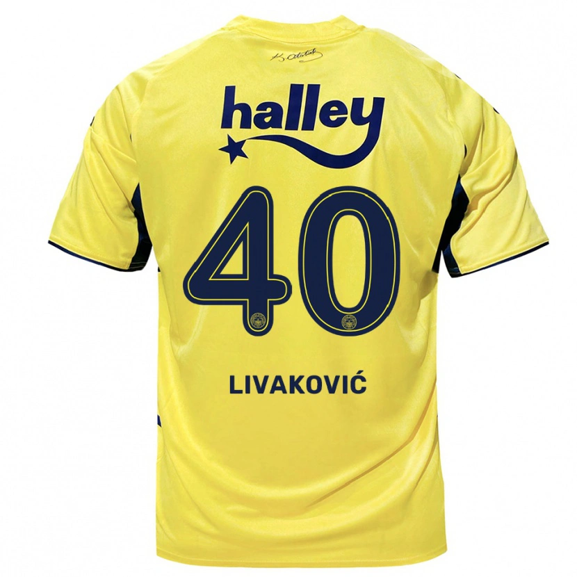 Danxen Mulher Camisola Dominik Livakovic #40 Amarelo Marinho Alternativa 2025/26 Camisa Brasil