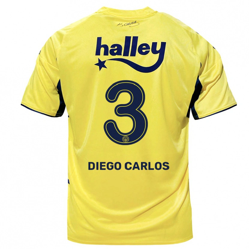 Danxen Mulher Camisola Diego Carlos #3 Amarelo Marinho Alternativa 2025/26 Camisa Brasil