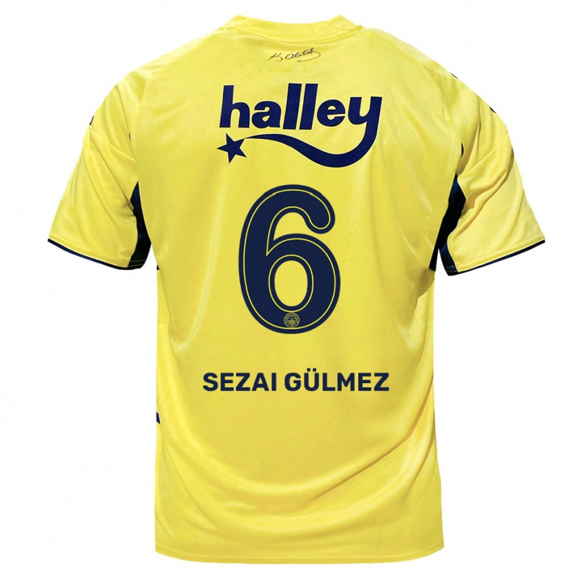 Danxen Mulher Camisola Mustafa Sezai Gülmez #6 Amarelo Marinho Alternativa 2025/26 Camisa Brasil