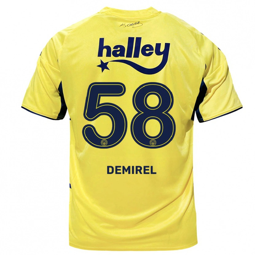 Danxen Mulher Camisola Görkem Demirel #58 Amarelo Marinho Alternativa 2025/26 Camisa Brasil