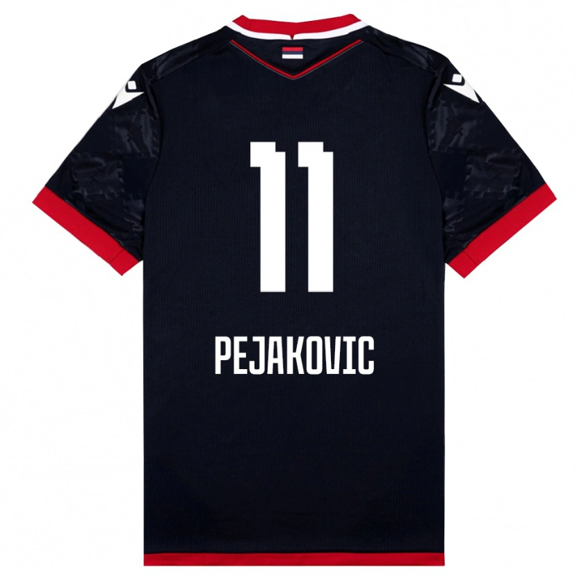 Danxen Mulher Camisola Andrija Pejakovic #11 Preto Vermelho Alternativa 2025/26 Camisa Brasil