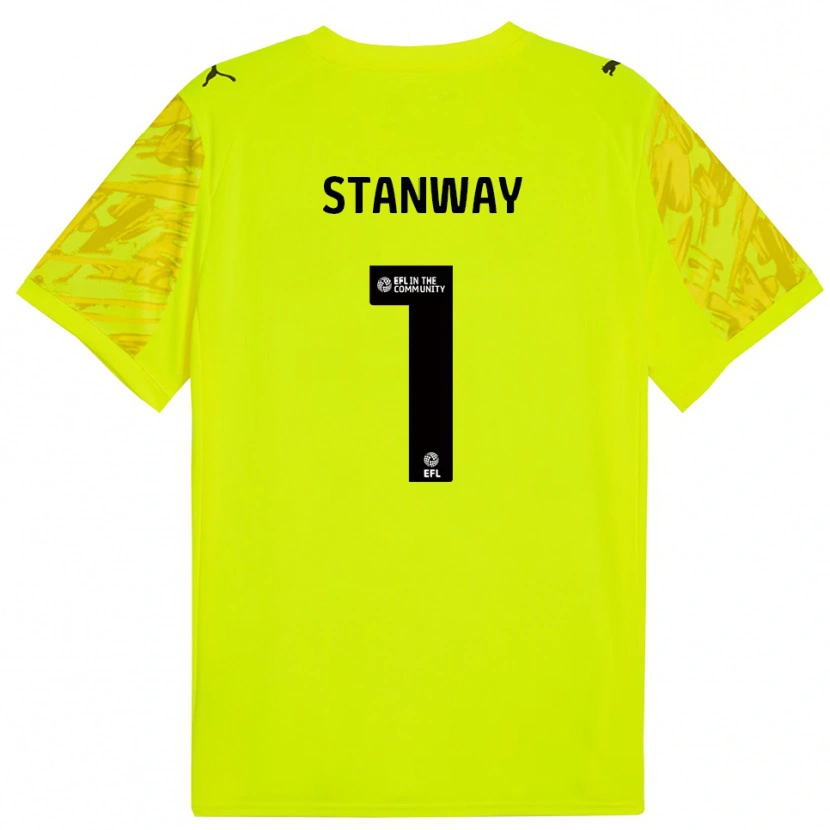 Danxen Criança Wyll Stanway #1 Preto Amarelo Camisola Guarda-Redes 2025/26 Camisa Brasil