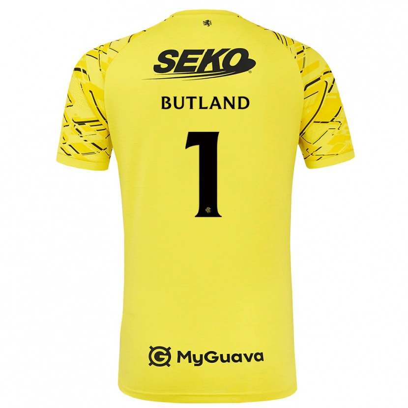 Danxen Criança Jack Butland #1 Preto Amarelo Camisola Guarda-Redes 2025/26 Camisa Brasil