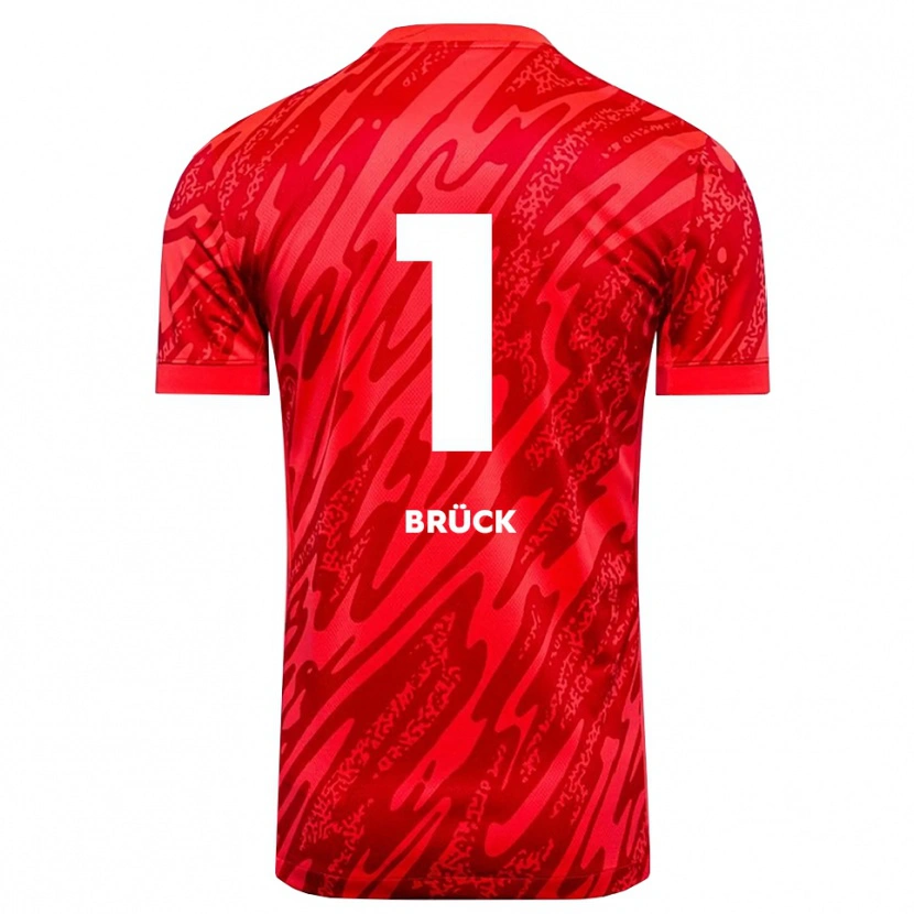 Danxen Criança Florian Brück #1 Vermelho Branco Camisola Guarda-Redes 2025/26 Camisa Brasil