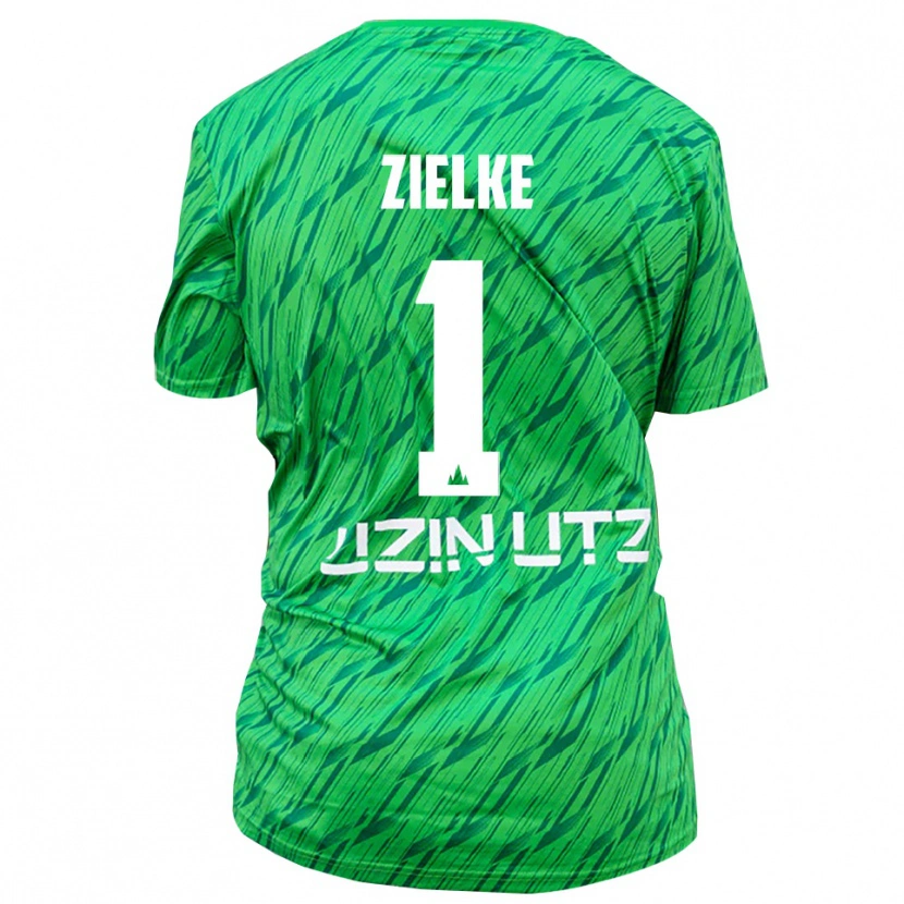 Danxen Criança Paul Zielke #1 Verde Vermelho Camisola Guarda-Redes 2025/26 Camisa Brasil