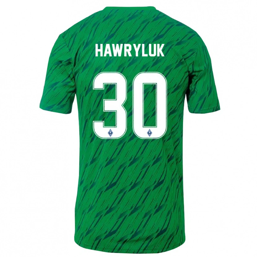 Danxen Criança Lucien Hawryluk #30 Verde Branco Camisola Guarda-Redes 2025/26 Camisa Brasil