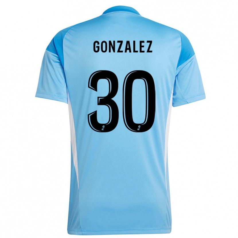 Danxen Criança Matéo Gonzalez #30 Branco Azul Céu Camisola Guarda-Redes 2025/26 Camisa Brasil