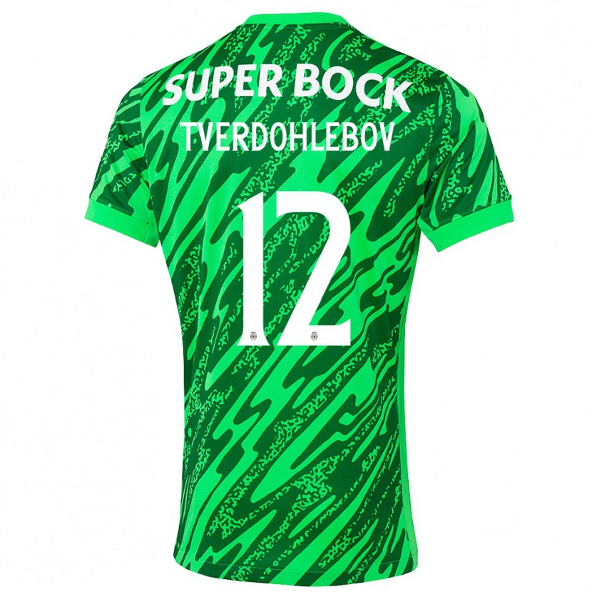 Danxen Criança Alex Tverdohlebov #12 Verde Branco Camisola Guarda-Redes 2025/26 Camisa Brasil