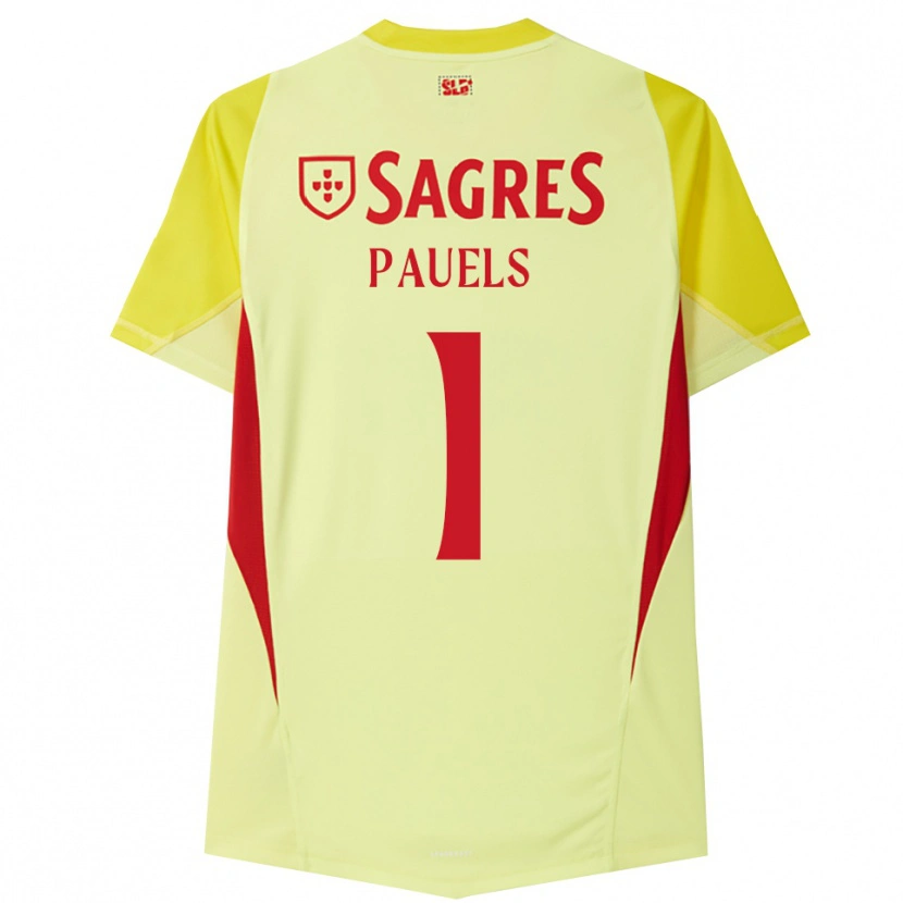 Danxen Criança Lena Pauels #1 Amarelo Vermelho Camisola Guarda-Redes 2025/26 Camisa Brasil