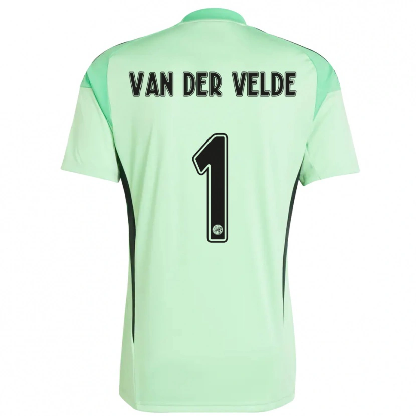 Danxen Criança Valentijn van der Velde #1 Verde Claro Preto Camisola Guarda-Redes 2025/26 Camisa Brasil