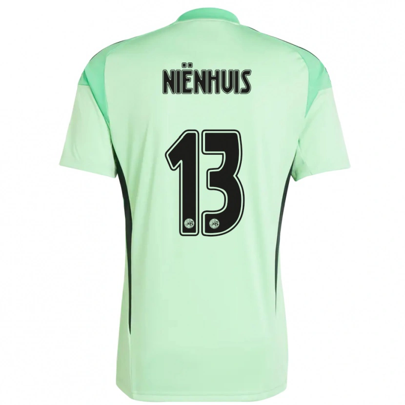 Danxen Criança Lois Niënhuis #13 Verde Claro Preto Camisola Guarda-Redes 2025/26 Camisa Brasil
