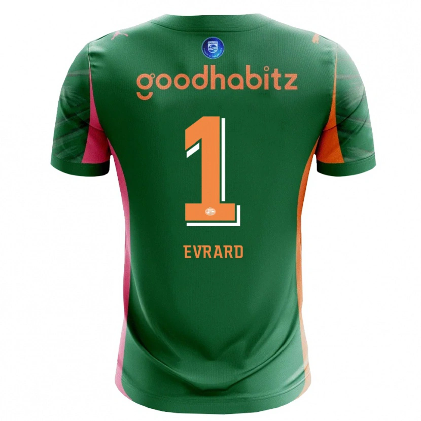 Danxen Criança Nicky Evrard #1 Verde Laranja Camisola Guarda-Redes 2025/26 Camisa Brasil