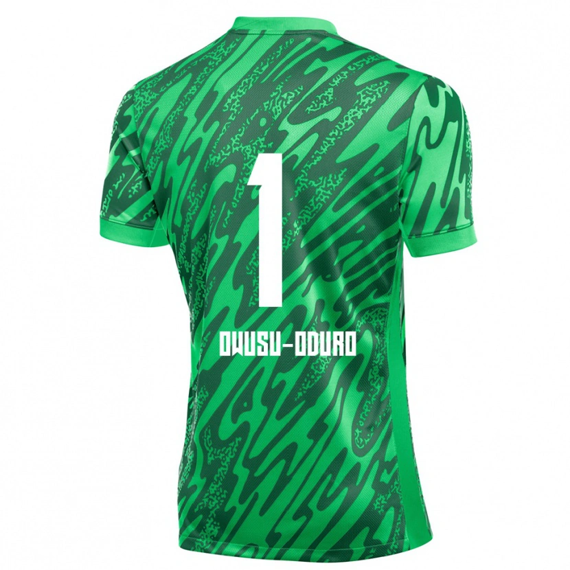 Danxen Criança Rome Jayden Owusu-Oduro #1 Verde Branco Camisola Guarda-Redes 2025/26 Camisa Brasil