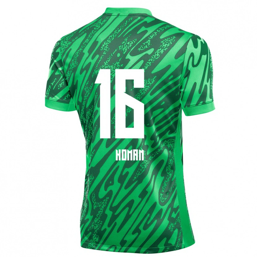Danxen Criança Nick Homan #16 Verde Branco Camisola Guarda-Redes 2025/26 Camisa Brasil