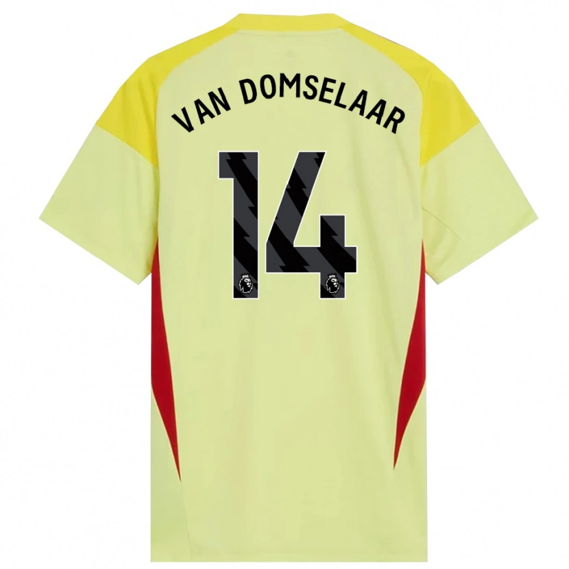 Danxen Criança Daphne Van Domselaar #14 Amarelo Vermelho Preto Camisola Guarda-Redes 2025/26 Camisa Brasil