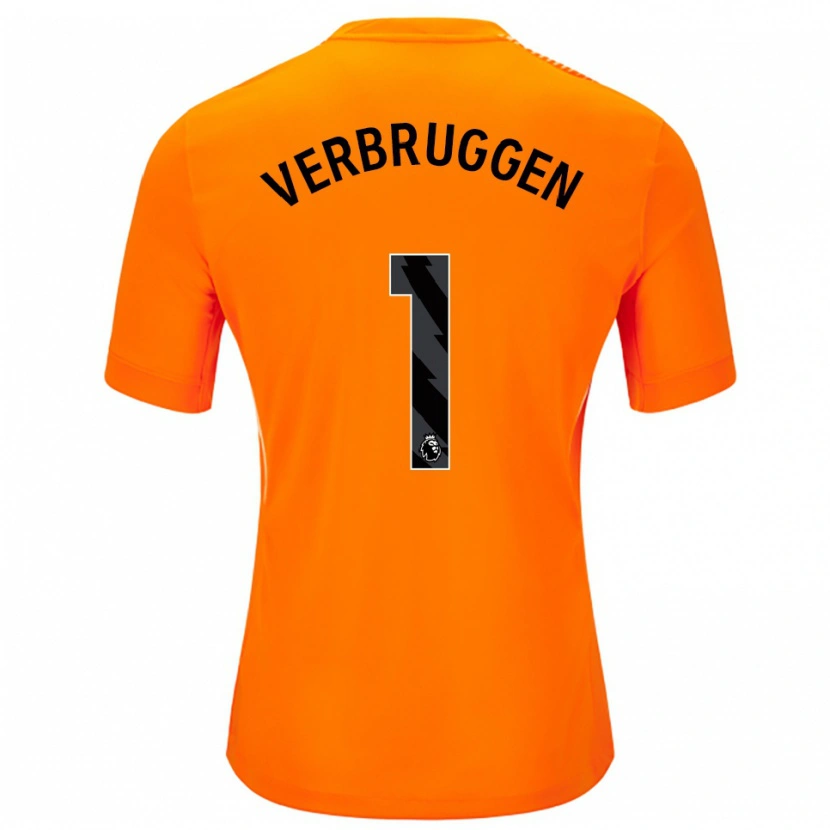 Danxen Criança Bart Verbruggen #1 Laranja Preto Camisola Guarda-Redes 2025/26 Camisa Brasil