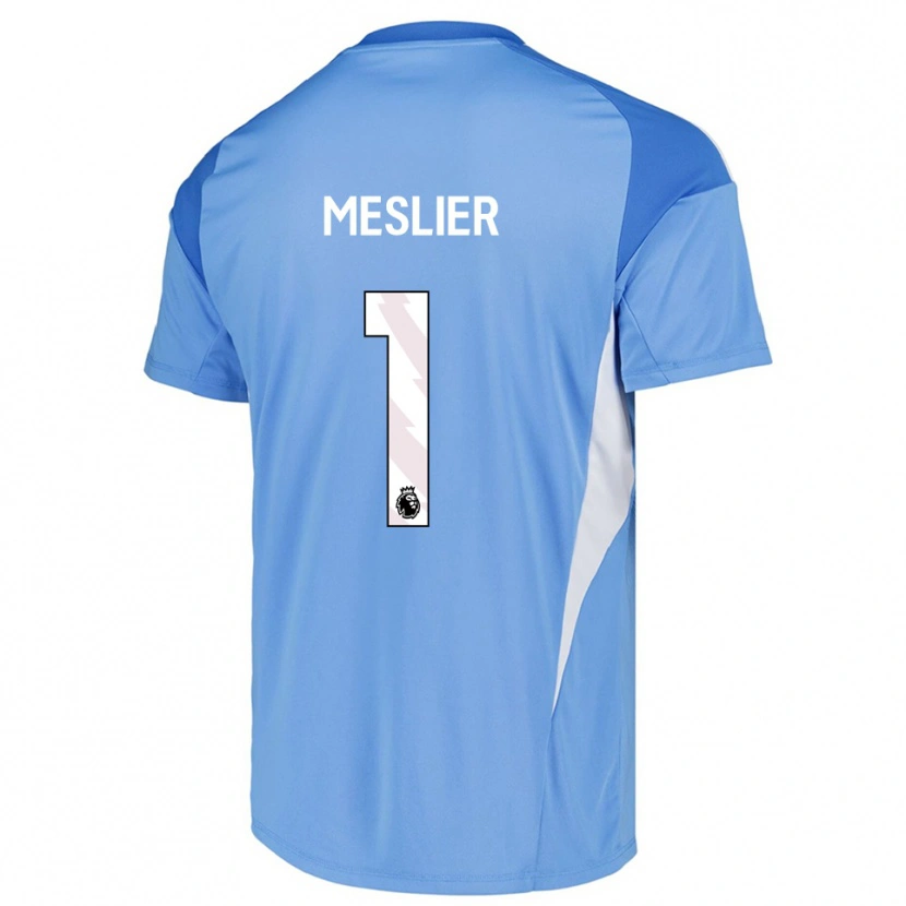 Danxen Criança Illan Meslier #1 Azul Céu Branco Camisola Guarda-Redes 2025/26 Camisa Brasil