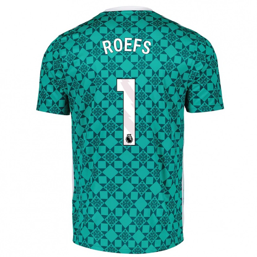 Danxen Criança Robin Roefs #1 Verde Branco Camisola Guarda-Redes 2025/26 Camisa Brasil