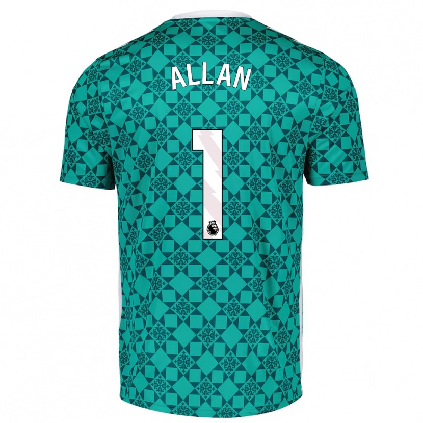 Danxen Criança Isaac Allan #1 Verde Branco Camisola Guarda-Redes 2025/26 Camisa Brasil