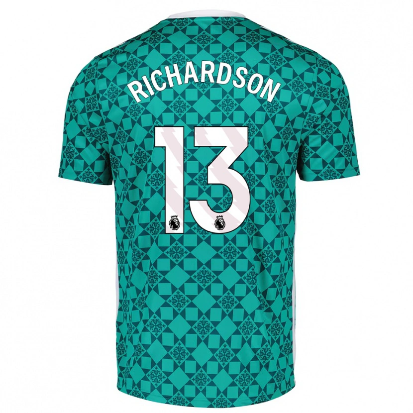 Danxen Criança Adam Richardson #13 Verde Branco Camisola Guarda-Redes 2025/26 Camisa Brasil