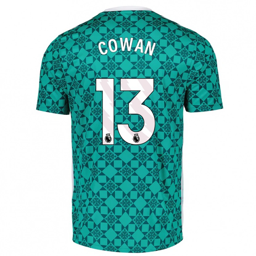 Danxen Criança Joe Cowan #13 Verde Branco Camisola Guarda-Redes 2025/26 Camisa Brasil