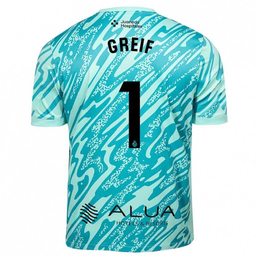 Danxen Criança Dominik Greif #1 Ciano Preto Camisola Guarda-Redes 2025/26 Camisa Brasil