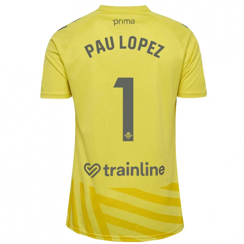 Danxen Criança Pau López #1 Amarelo Cinza Camisola Guarda-Redes 2025/26 Camisa Brasil