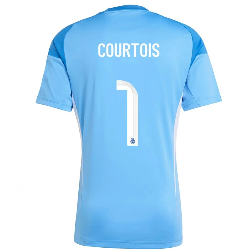 Danxen Criança Thibaut Courtois #1 Azul Céu Branco Camisola Guarda-Redes 2025/26 Camisa Brasil