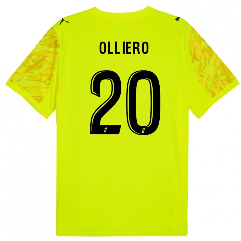 Danxen Criança Alexandre Olliero #20 Verde Fluorescente Amarelo Camisola Guarda-Redes 2025/26 Camisa Brasil