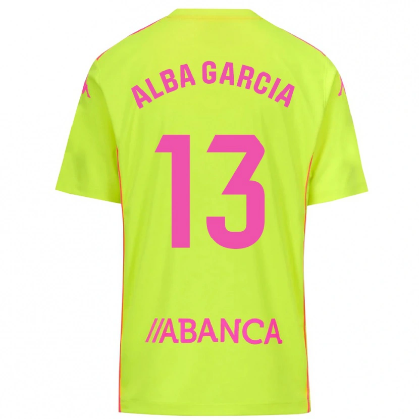 Danxen Criança Lucía Alba García #13 Amarelo Verde Camisola Guarda-Redes 2025/26 Camisa Brasil