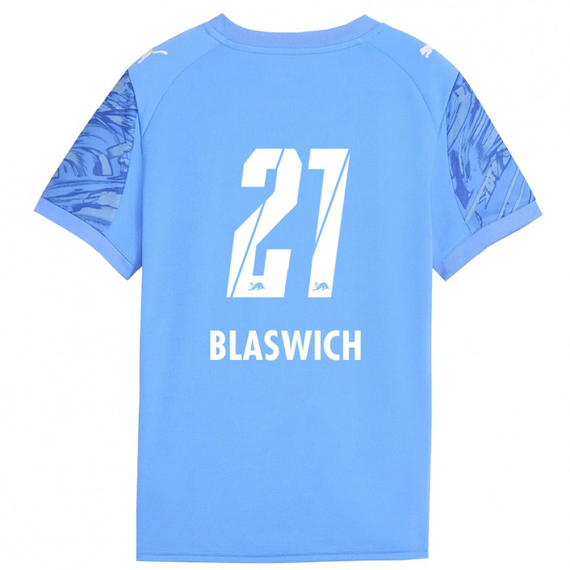 Danxen Criança Janis Blaswich #21 Azul Real Vermelho Camisola Guarda-Redes 2025/26 Camisa Brasil