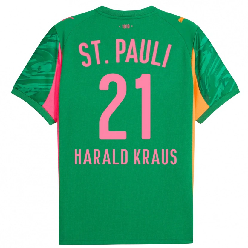 Danxen Criança Stefan Harald Kraus #21 Rosa Laranja Verde Camisola Guarda-Redes 2025/26 Camisa Brasil