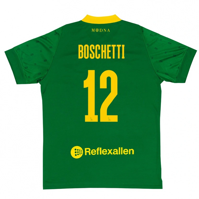 Danxen Criança Matteo Boschetti #12 Verde Amarelo Camisola Guarda-Redes 2025/26 Camisa Brasil