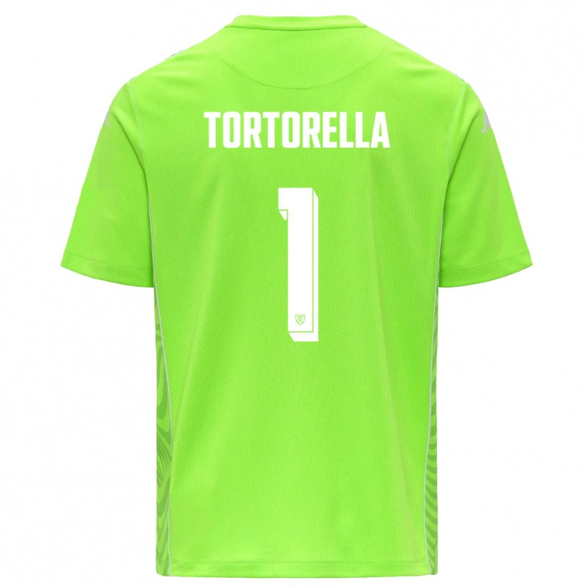 Danxen Criança Diego Tortorella #1 Verde Grama Branco Camisola Guarda-Redes 2025/26 Camisa Brasil