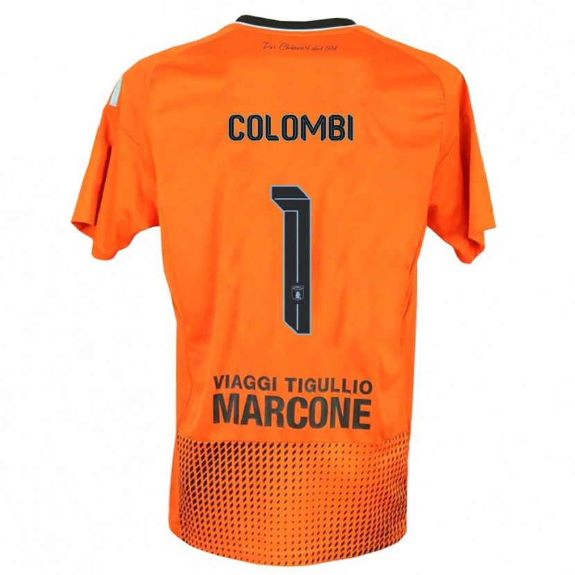 Danxen Criança Simone Colombi #1 Laranja Escuro Azul Camisola Guarda-Redes 2025/26 Camisa Brasil