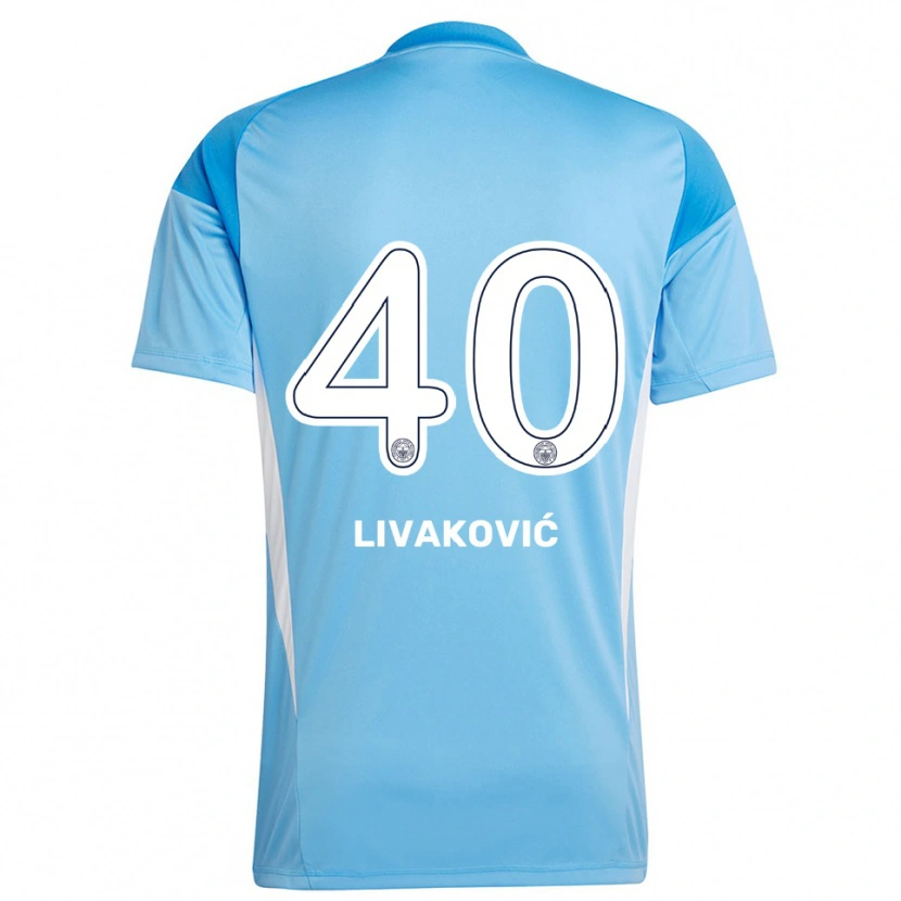 Danxen Criança Dominik Livakovic #40 Azul Real Branco Camisola Guarda-Redes 2025/26 Camisa Brasil
