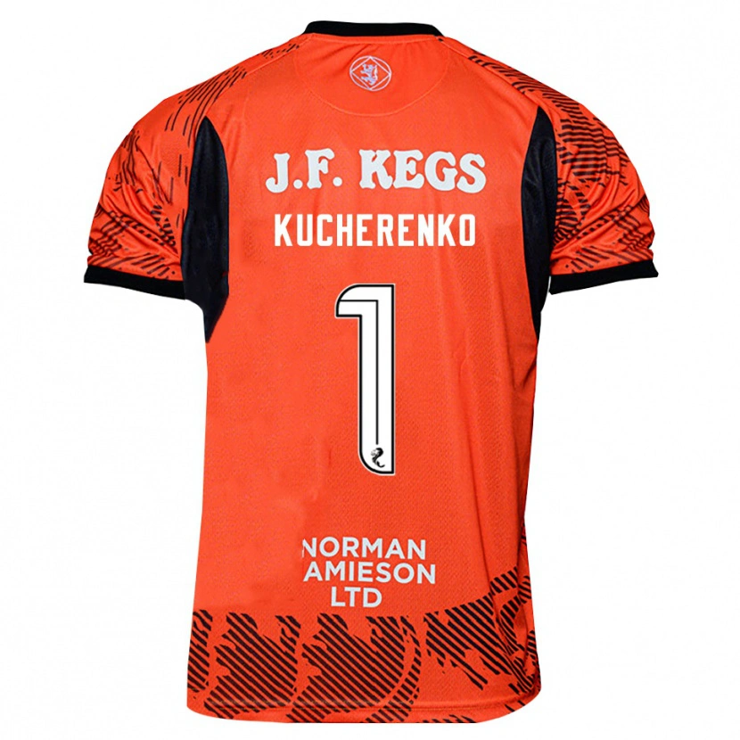 Danxen Criança Yevgeniy Kucherenko #1 Preto Laranja Camisola Guarda-Redes 2025/26 Camisa Brasil