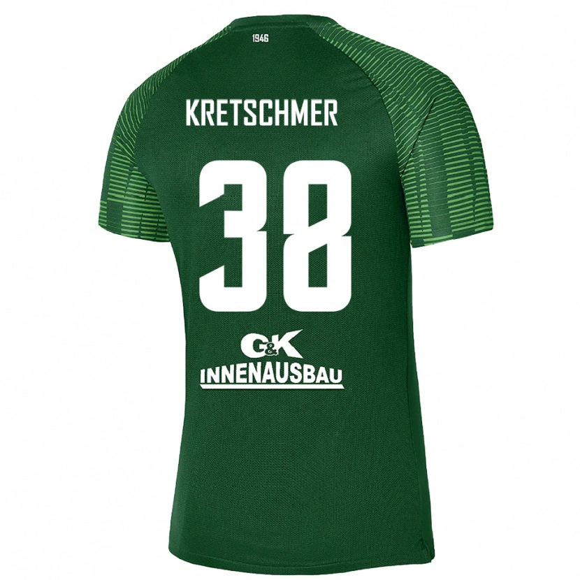 Danxen Criança Theo Kretschmer #38 Verde Escuro Preto Camisola Guarda-Redes 2025/26 Camisa Brasil