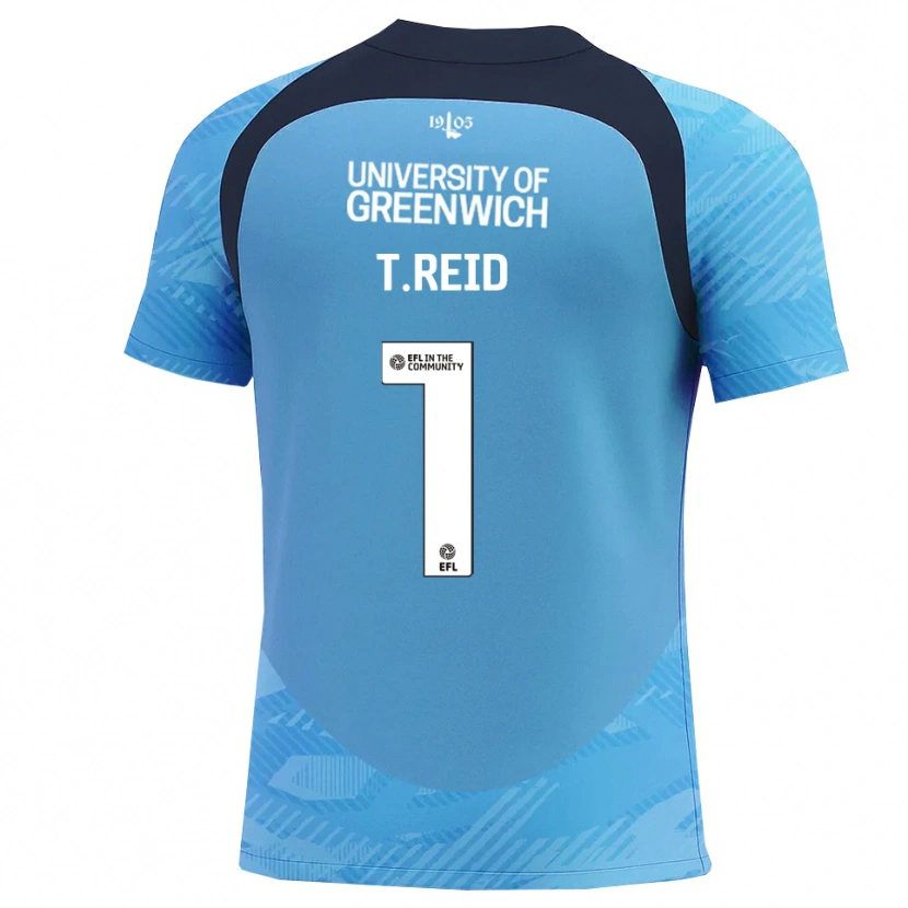 Danxen Criança Tommy Reid #1 Azul Branco Camisola Guarda-Redes 2025/26 Camisa Brasil