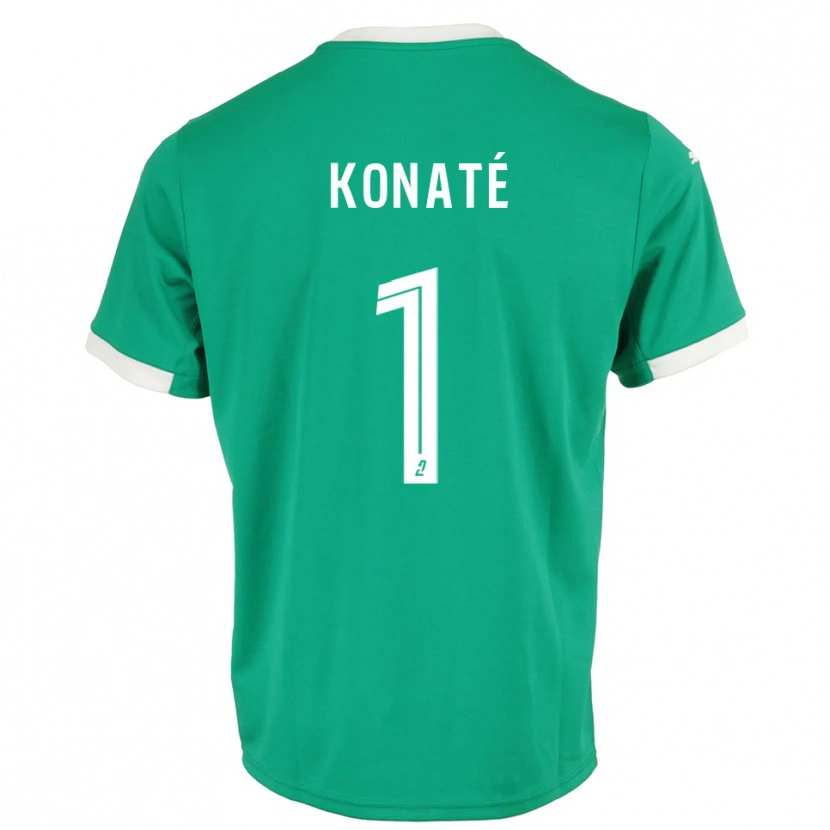 Danxen Criança Hillel Konaté #1 Verde Branco Camisola Guarda-Redes 2025/26 Camisa Brasil