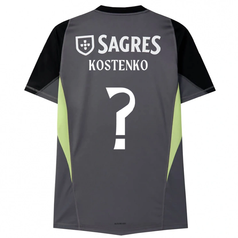 Danxen Criança Igor Kostenko #0 Cinza Escuro Preto Camisola Guarda-Redes 2025/26 Camisa Brasil