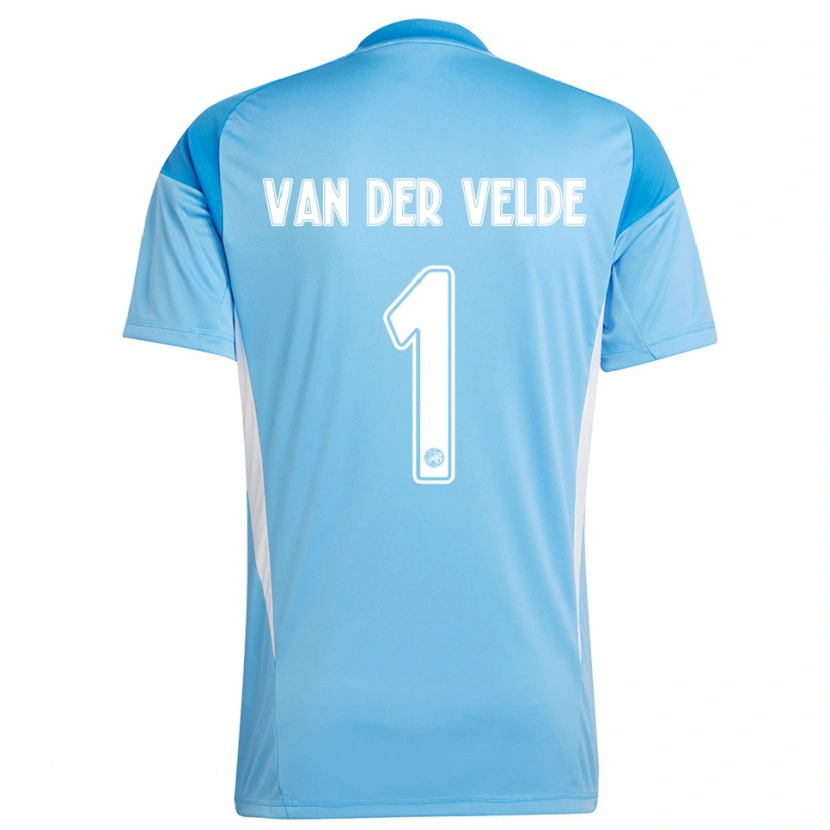 Danxen Criança Valentijn van der Velde #1 Azul Claro Branco Camisola Guarda-Redes 2025/26 Camisa Brasil