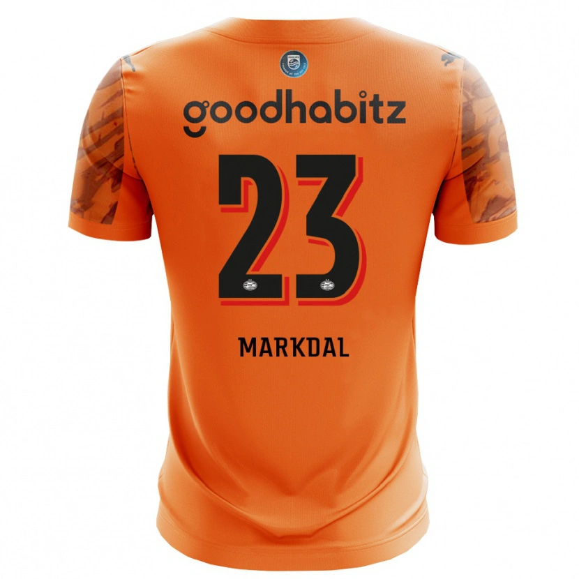 Danxen Criança Mikkel Markdal #23 Laranja Preto Camisola Guarda-Redes 2025/26 Camisa Brasil
