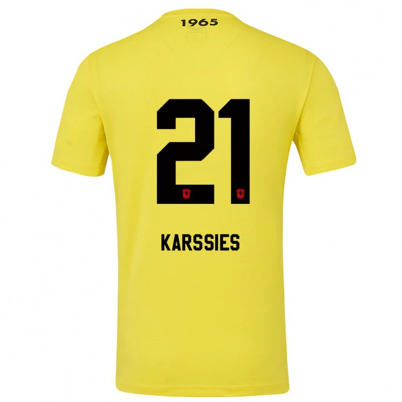 Danxen Criança Sam Karssies #21 Amarelo Preto Camisola Guarda-Redes 2025/26 Camisa Brasil